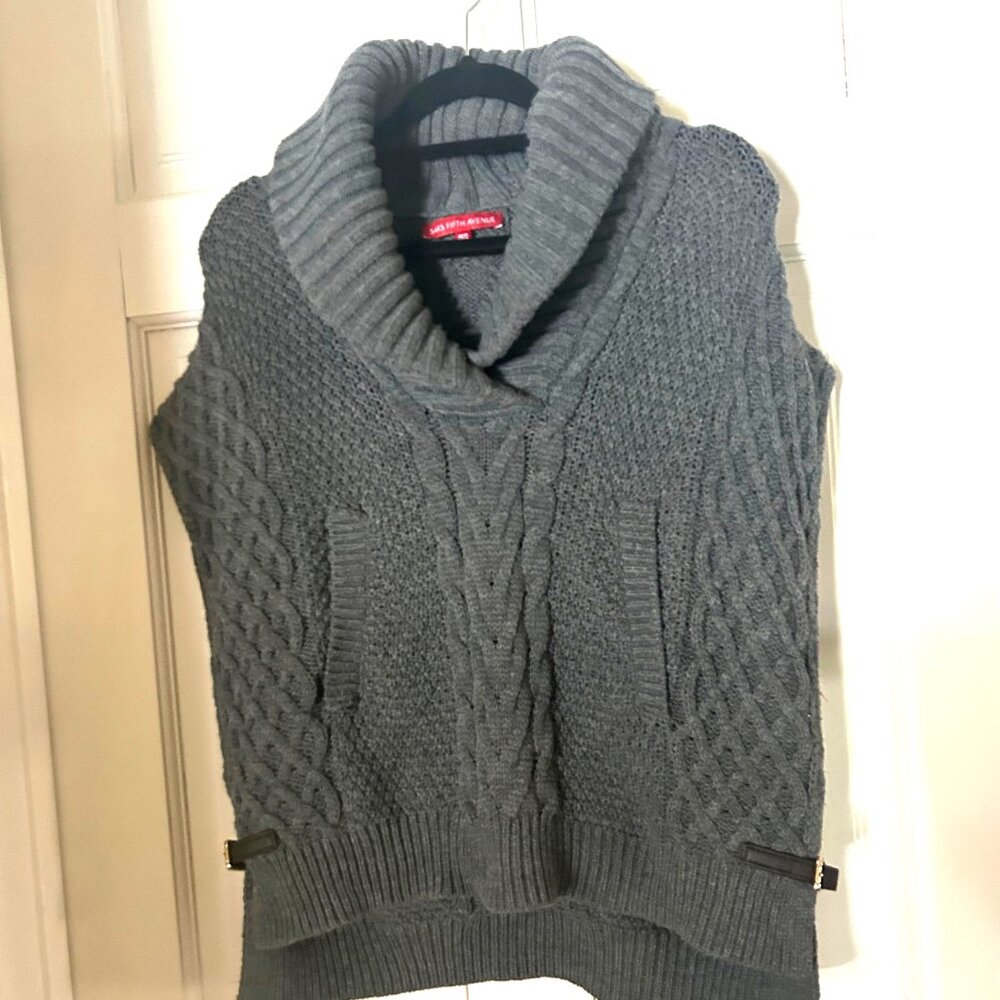 Saks Fifth Avenue Charcoal Gray Cable Kit Sweater Vest